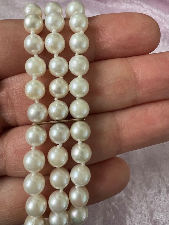 Japanese Cultured Pearl Bracelet, 3 Strand Pearl … - image 4
