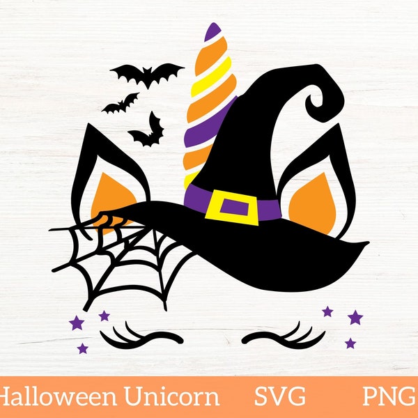 Halloween Unicorn Svg, Kids Halloween SVG, Cute Halloween Svg, witch Svg, Witchy Svg, Unicorn Svg Png, Trick or Treat Svg, Halloween Shirt