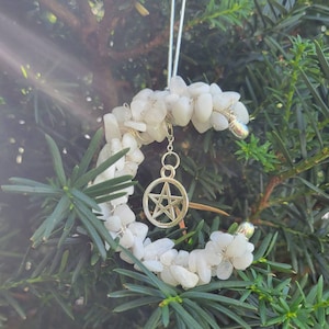 Rainbow Moonstone Moon Ornament