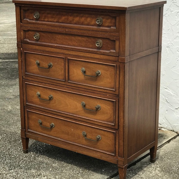 SOLD *** Drexel Furniture Wood Chest of Drawers Dresser with Original Hardware