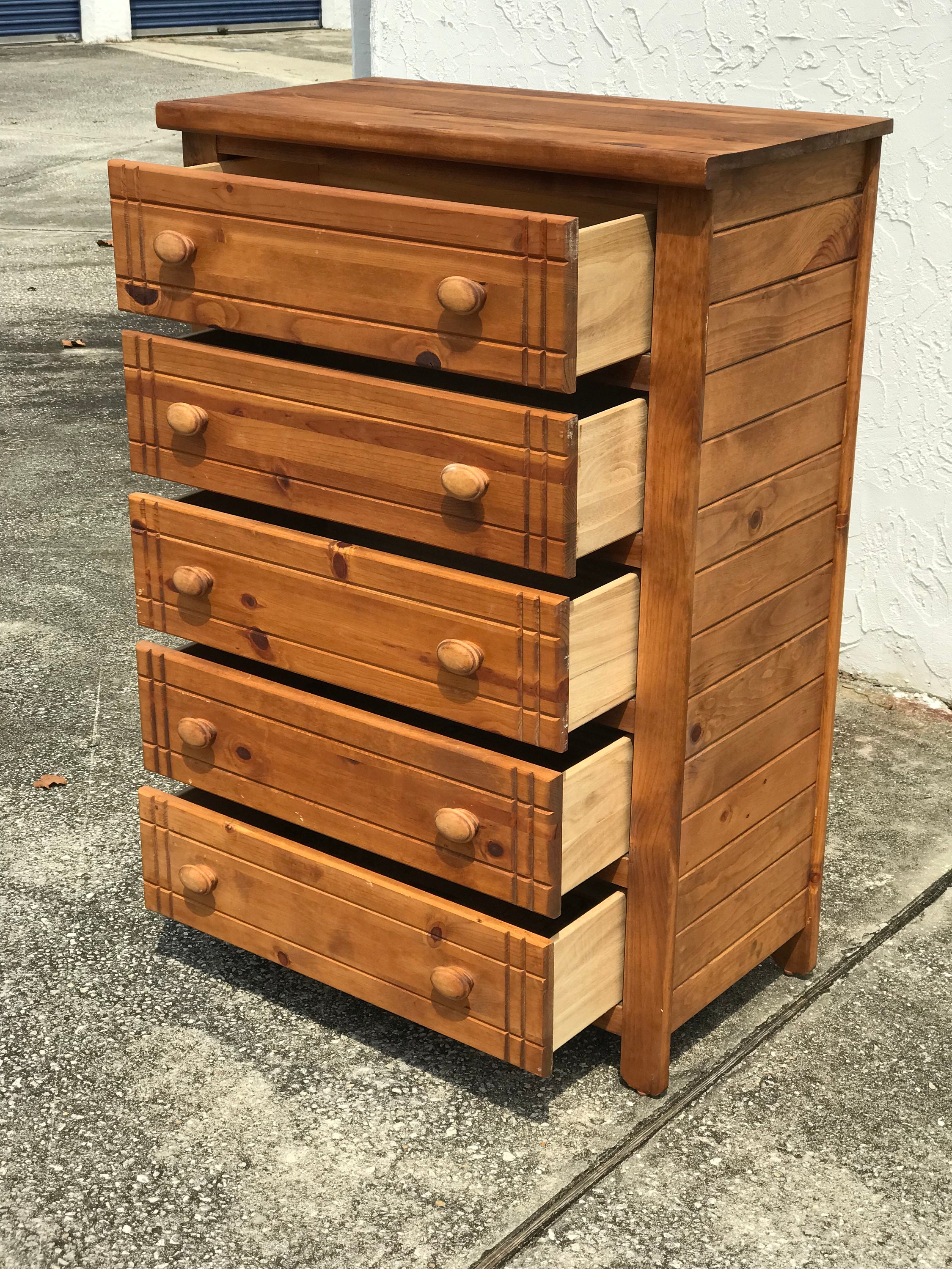 SOLD *** Beautiful Wooden Five Drawer Chest of Drawers Dresser - Etsy