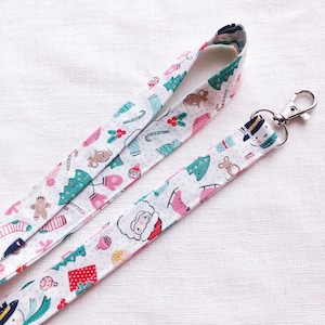 Cute Christmas Lanyard, Festive Lanyard for keys, ID Badge Holder Strap, Santa Lanyard, Christmas Tree, Festive Holiday, Gift under 20, Cute