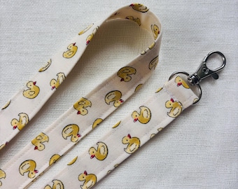 Duck Lanyard, Rubber Duck Yellow Lanyard for keys, ID Badge Holder, Little Duck Lanyard, Unique, Fabric Keychain, Car Duck Lanyard, Yellow