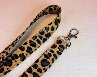 Leopard Print Lanyard, Animal Print Badge Holder, Cheetah ID Holder, Trendy, Teacher Nurse ID Lanyard