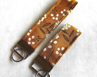 Floral Colorful Wristlet, Flowered Wristlet for keys, ID Badge Holder Key Fob, Colorful Flower Print, Unique, Thin Fabric Keychain, Cute