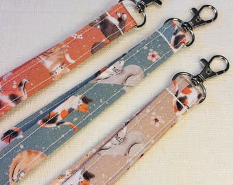 Floral Cat Lanyard, Kitty Badge Holder, Botanical ID Holder, Cat Lover Gift, Teacher Nurse Lanyard, Floral Cat Lanyard