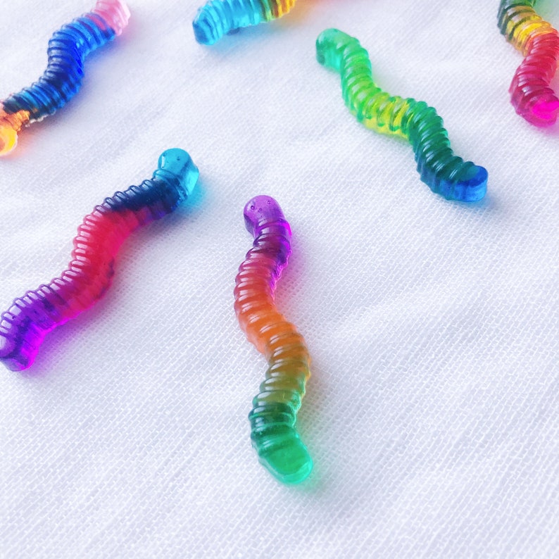 Gummy Worm Magnet Set, Quirky Magents, Refrigerator magnets, Funky Magnets, Gag Gift, Cute Magnets, Weird, Colorful, Candy Magnets, Funny image 7