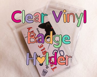 Clear Vinyl Badge Holder, lanyard badge holder pocket, zipper badge holder, vinyl heavy duty badge holder