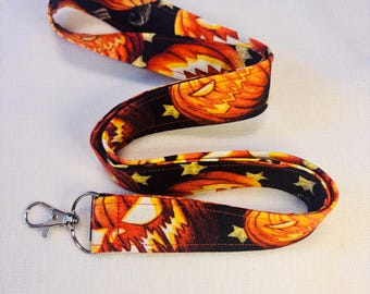 Halloween Pumpkin Lanyard, Jack O Lantern Badge Holder, Spooku Fall ID Holder, Seasonal Lanyard, Teacher Nurse Halloween Gift