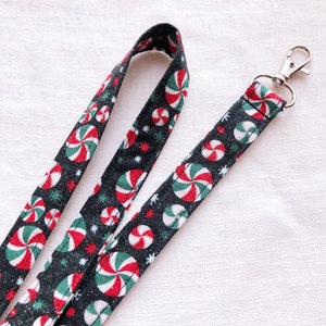 Christmas Lanyard, Peppermint, Winter Lanyard, Festive Lanyard for keys, ID Badge Holder Strap, Santa Lanyard, Christmas Tree, Cloth, gift