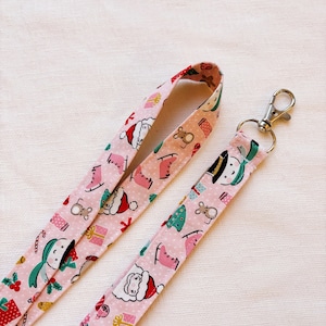 Cute Christmas Lanyard, Festive Lanyard for keys, ID Badge Holder Strap, Santa Lanyard, Christmas Tree, Festive Holiday, Gift under 20, Cute
