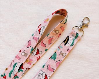 Cute Christmas Lanyard, Festive Lanyard for keys, ID Badge Holder Strap, Santa Lanyard, Christmas Tree, Festive Holiday, Gift under 20, Cute
