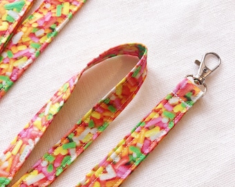 Sprinkle Lanyard, Fabric, Decorator, Handmade, Swivel Clasp, Badge Holder, Work ID, Cute, Food, Novelty Lanyard, Neat, Gift, Cookies, Cake