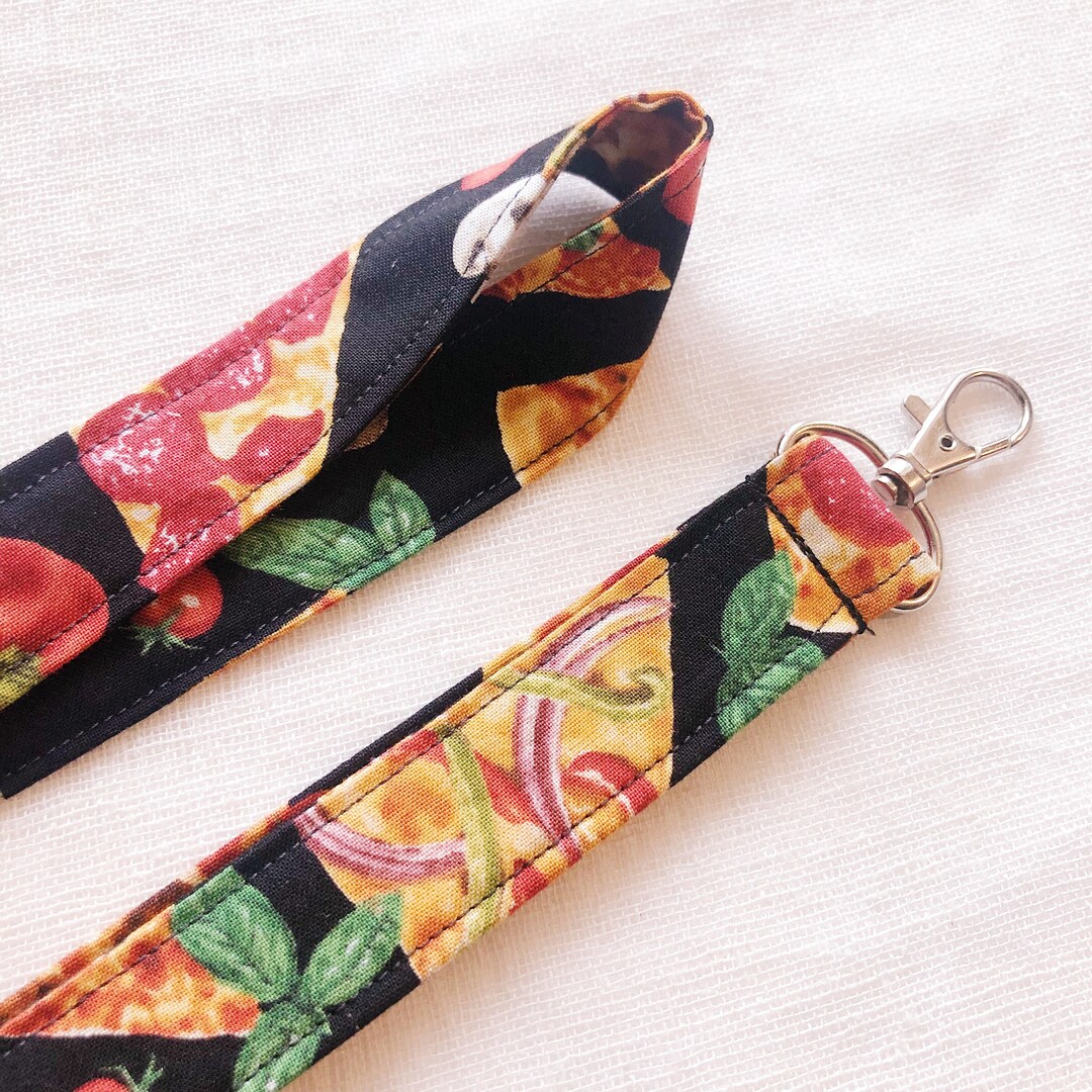 Pizza Lanyard, Fabric, Chef, Cook, Teacher, Job, Handmade, Swivel Clasp