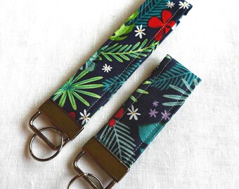 Floral Colorful Wristlet, Flowered Wristlet for keys, ID Badge Holder Key Fob, Colorful Flower Print, Unique, Thin Fabric Keychain, Cute