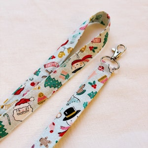 Cute Christmas Lanyard, Festive Lanyard for keys, ID Badge Holder Strap, Santa Lanyard, Christmas Tree, Festive Holiday, Gift under 20, Cute