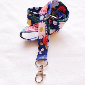 Floral Lanyard, Rifle Paper Co Fabric Lanyard for keys, ID Badge Holder Strap, Colorful Flower Print Lanyard, Cute, Teacher Lanyars, College