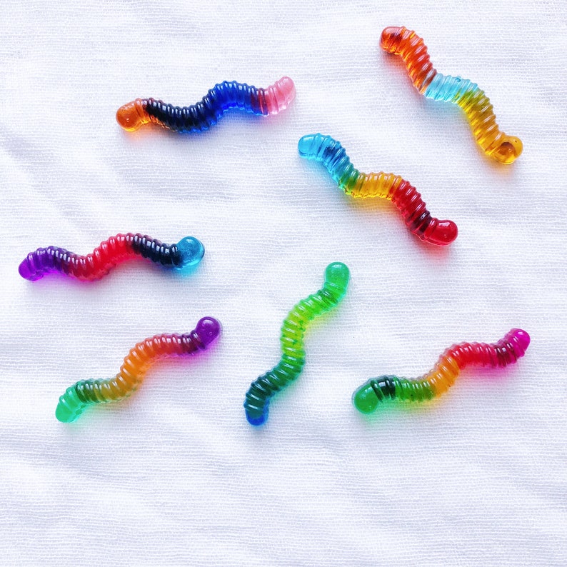 Gummy Worm Magnet Set, Quirky Magents, Refrigerator magnets, Funky Magnets, Gag Gift, Cute Magnets, Weird, Colorful, Candy Magnets, Funny image 6