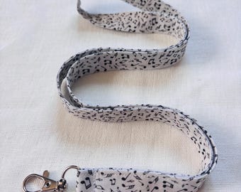Musical Notes Fabric Lanyard, Cute School ID Badge Holder for Teacher Lanyard, Musician Key Holder, Band Director Unique Gift