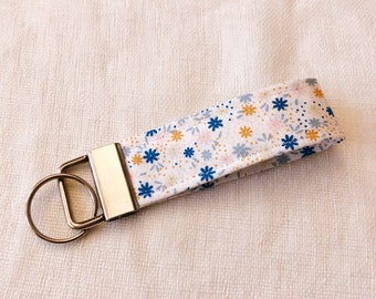 Tiny Flowers Key Fob, Small Print, Key Chain, Floral, Colorful, Key Accessories, Key Ring, Daisies, Orange, Blue, Pink, Key Holder, Fabric