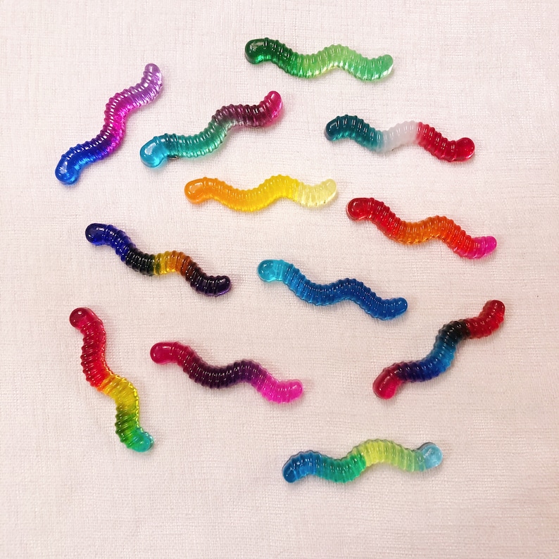 Gummy Worm Magnet Set, Quirky Magents, Refrigerator magnets, Funky Magnets, Gag Gift, Cute Magnets, Weird, Colorful, Candy Magnets, Funny image 2