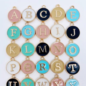 Double Sided Gold Enamel Letter Charms - 1PC, assorted colors, letter charms near me, letter charms for necklaces, letter charms wholesale