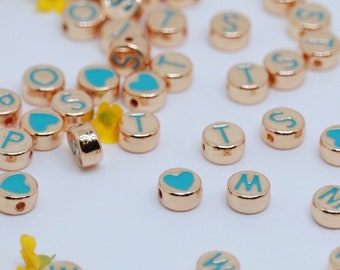 Blue and Gold Letter beads-1PC, gold letter beads bulk, gold letter beads for bracelets, gold letter beads for sale, gold letter beads