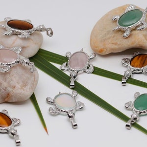 Sea Turtle Pendant with Stone, Turtle Fashion Charm - 1PC, Turtle pendant necklace, turtle jewelry near me, turtle pendant for jewelry