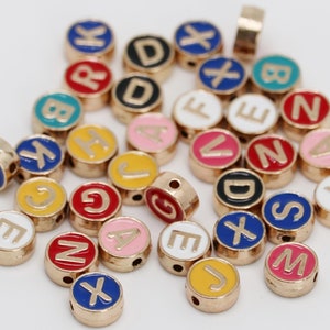  KitBeads 26 pcs Beads Cute Mixed Letter Beads Metal Letter  Charms Enamel Initial Charms Double Sided Alphabet Charms for Jewelry  Making Turquoise : Arts, Crafts & Sewing