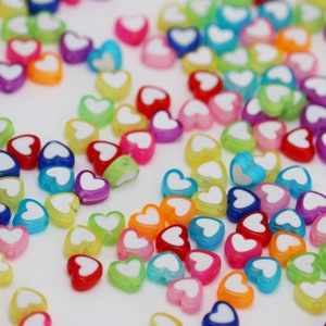 Multicolor Acrylic Heart Beads - 100 PC or 300 PC, acrylic heart beads for jewelry making, acrylic heart necklace, acrylic heart beads