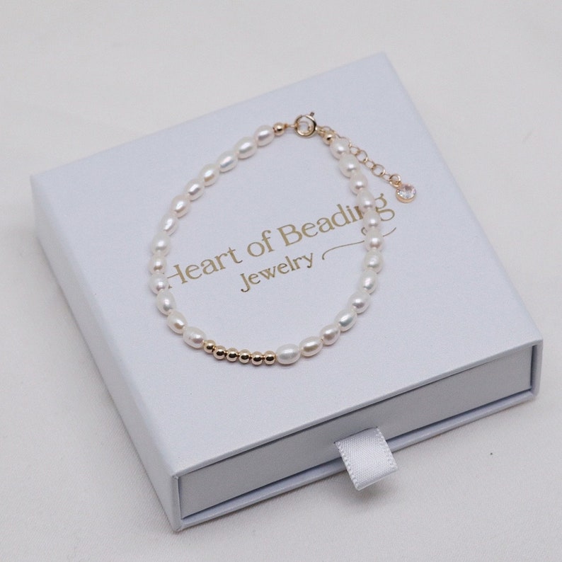 Freshwater Pearl Gold Filled Bracelet, High Quality 14k Gold Filled Bracelet, Gold Filled Beads , Pearl Bracelet, Gold Stacking Bracelet image 2