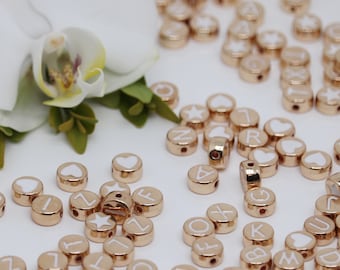 White and Gold Letter beads-1PC, gold letter beads bulk, gold letter beads for bracelets, gold letter beads for sale, gold letter beads