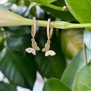 925 Sterling Silver Butterfly Earrings, Butterfly Hoop Earrings , Dainty Earrings, gold butterfly wing earrings, gold butterfly ear drops