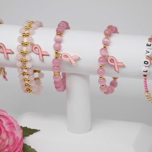 Pink Breast Cancer Awareness Charm Bracelets, Hope Bracelet, Love Bracelet, Breast Cancer Bands for Sale, Breast Cancer Bracelet