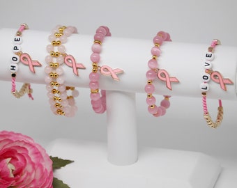 Pink Breast Cancer Awareness Charm Bracelets, Hope Bracelet, Love Bracelet, Breast Cancer Bands for Sale, Breast Cancer Bracelet