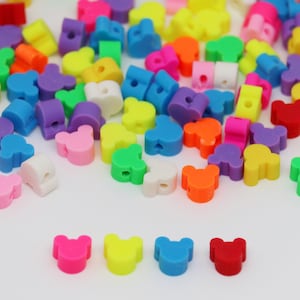 Multicolored Mouse Head Beads, Mouse Head Polymer Clay Beads, Mouse Ear Beads, Clay beads for bracelets, 10PC, 25PC, 50PC, 100PC,