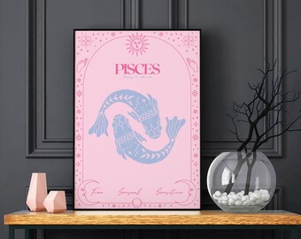 Pisces Wall Art Printable, Pisces Art, Pisces Gift, Zodiac Poster, Pisces Wall Art, Pisces Gift, Astrology Art, Pisces Goddess Art Print