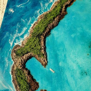 Art de plage sur l'océan, art des vagues en résine époxy encadré, art de l'océan en résine, décoration de plage, vagues de l'océan, paysage marin, art côtier, art époxy 3d, 47 x 11 po