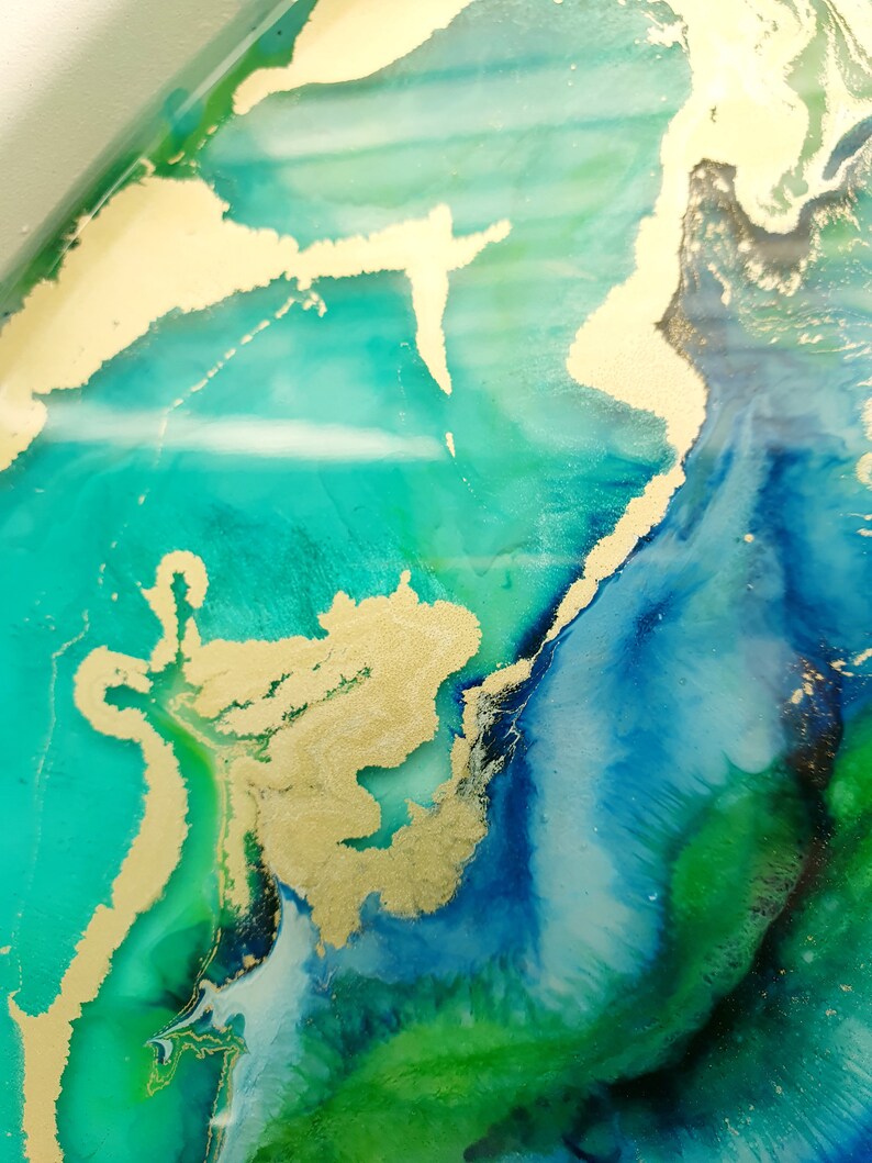 17 Epoxy Bespoke Resin Coffee Table/ Turquoise Fluid Art/ Unique Coffee
