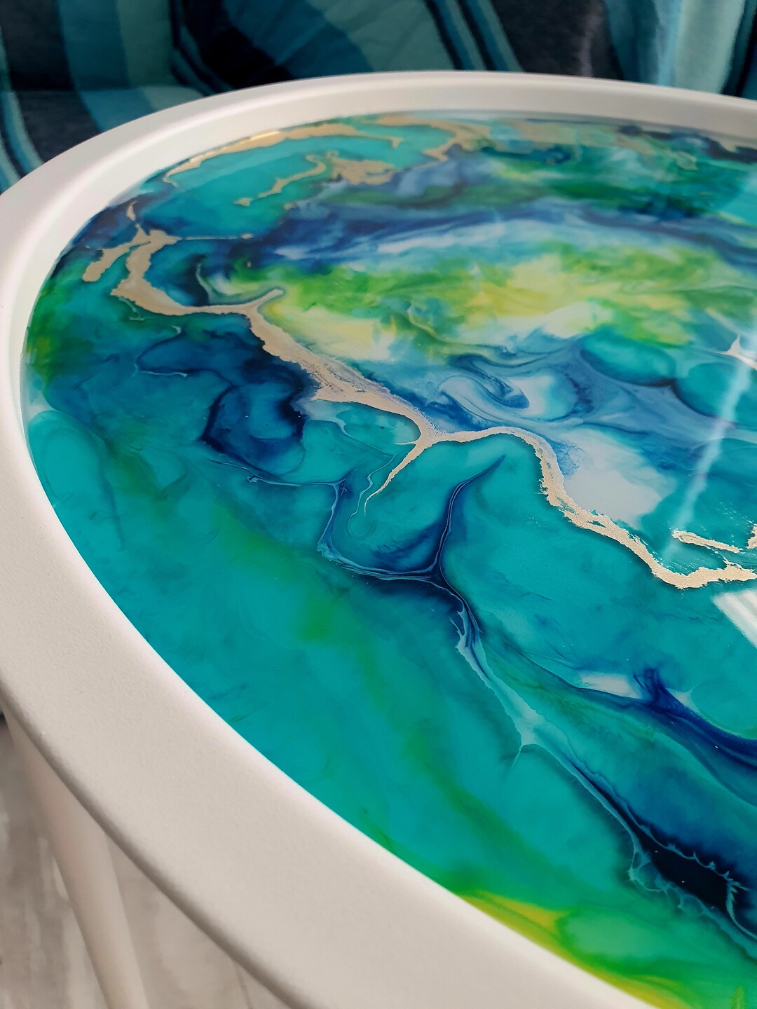 17 Epoxy Bespoke Resin Coffee Table/ Turquoise Fluid Art/ Unique Coffee