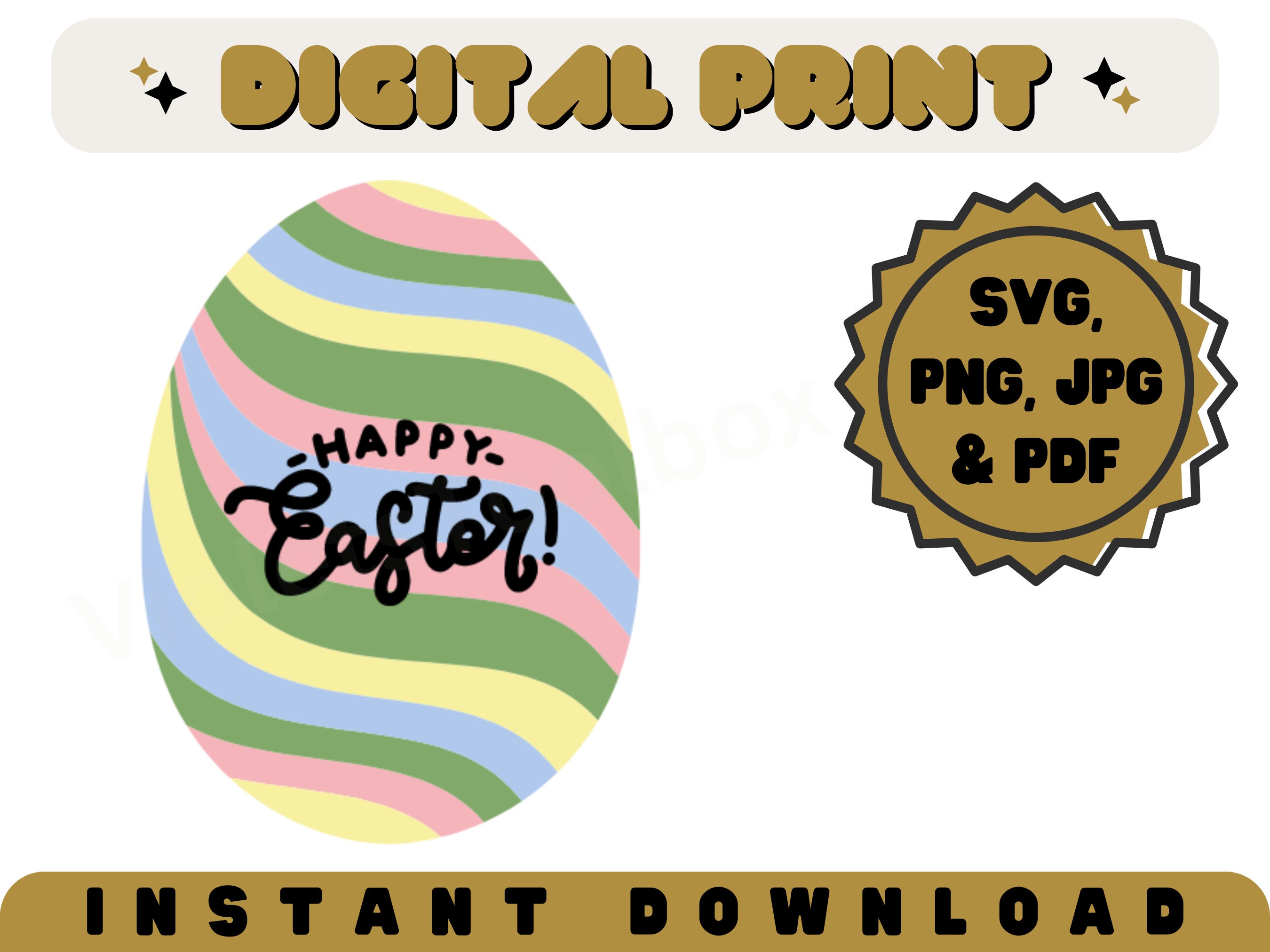 Happy Easter Egg SVG Png Jpg Pdf Bunting Party Post Easter Card Cut ...