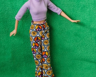 Barbie doll clothing, Groovy - 70's vibe outfit - fits a range of body shapes -    11.5inch/29.5cm doll