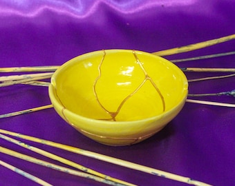 Cendrier Kintsugi en or 18 carats, poterie Kintsugi, cadeau pour elle, cadeau pour lui, cadeau personnalisé,