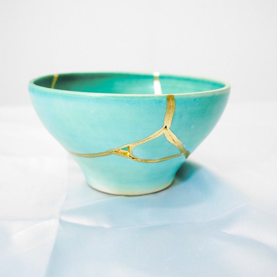 Kintsugi Pottery Wabi Sabi Kintsugi Bowl - Turquoise