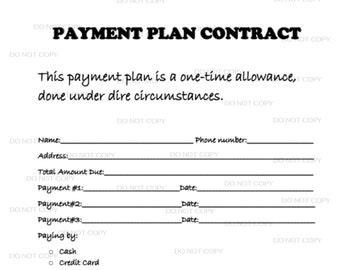 Childcare Late Payment Plan Contract PDF digital download