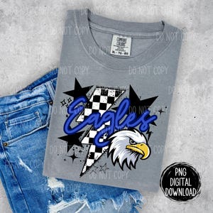 Eagles Blue | Preppy Grunge Mascot | PNG Digital Download | School Spirit | Trendy Designs
