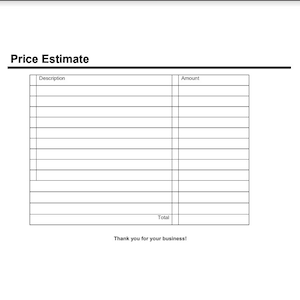 Price Estimate Form