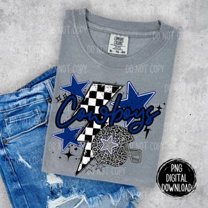 Cowboys Football | Mascote Preppy Grunge | PNG Digital Download | Espírito Escolar | Designs da Moda | Futebol do Texas