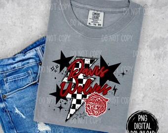 Lobos de Davis / Mascota grunge preppy / Descarga digital PNG / Espíritu escolar / Diseños de moda