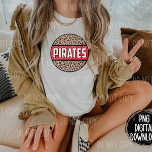 Red Pirates Maskottchen PNG Datei, digitaler Download, Schulgeist, Sublimationsdesigns, Leopard Maskottchen